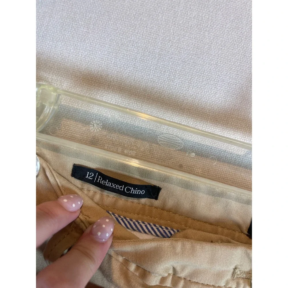 Talbots Womens 12 Relaxed Chino Pants Khaki‎ Tan Straight Leg Mid Rise Cotton